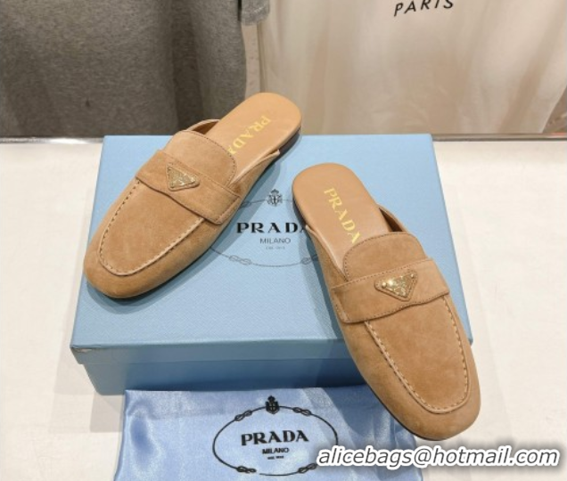 Best Product Prada Suede Mules/Slippers Dark Beige 2025 1D766N