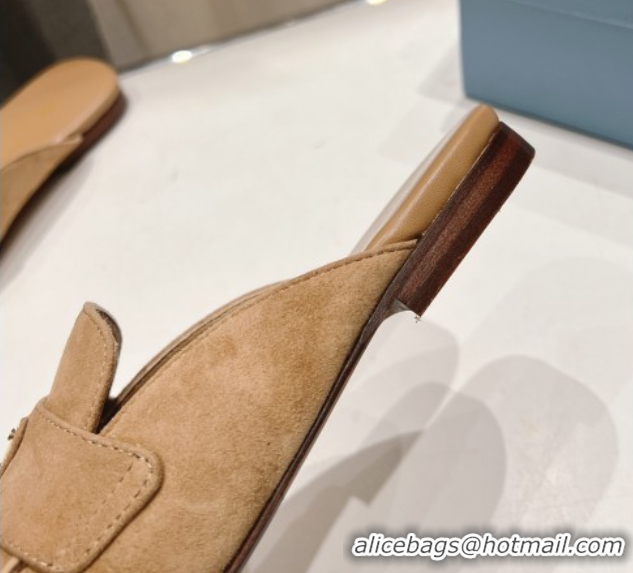 Best Product Prada Suede Mules/Slippers Dark Beige 2025 1D766N