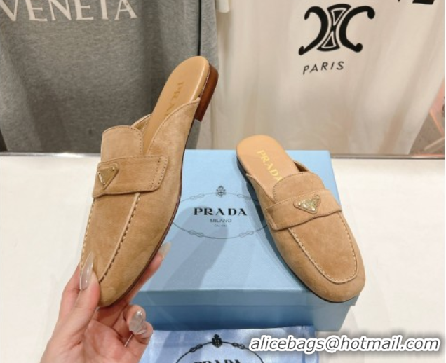 Best Product Prada Suede Mules/Slippers Dark Beige 2025 1D766N