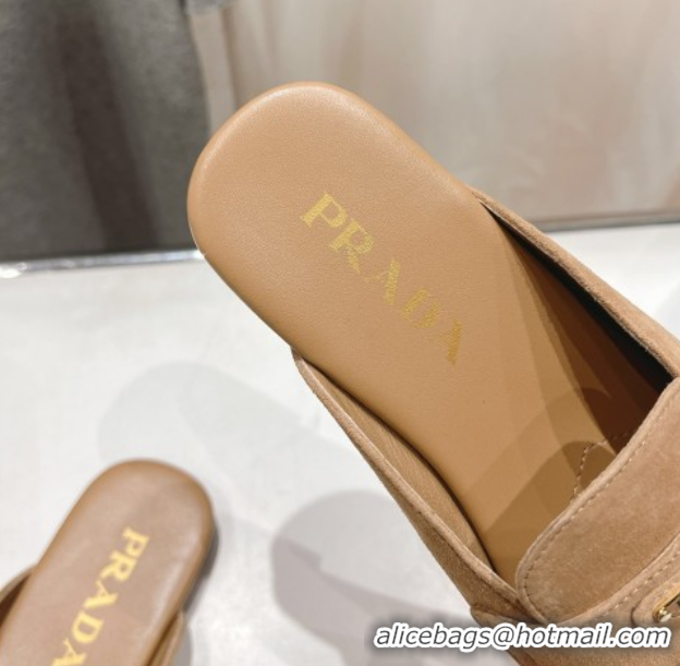 Best Product Prada Suede Mules/Slippers Dark Beige 2025 1D766N