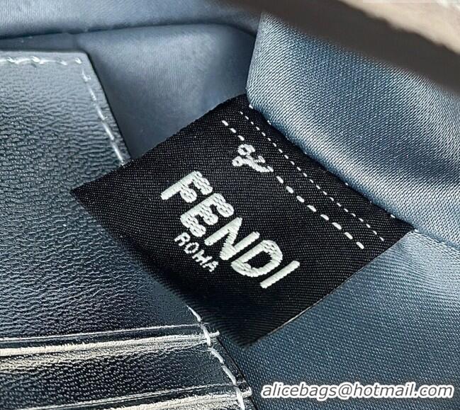 New Design Fendi Baguette Mini Bag in leather and Suede with strass FF motif 8632S Silver 2025