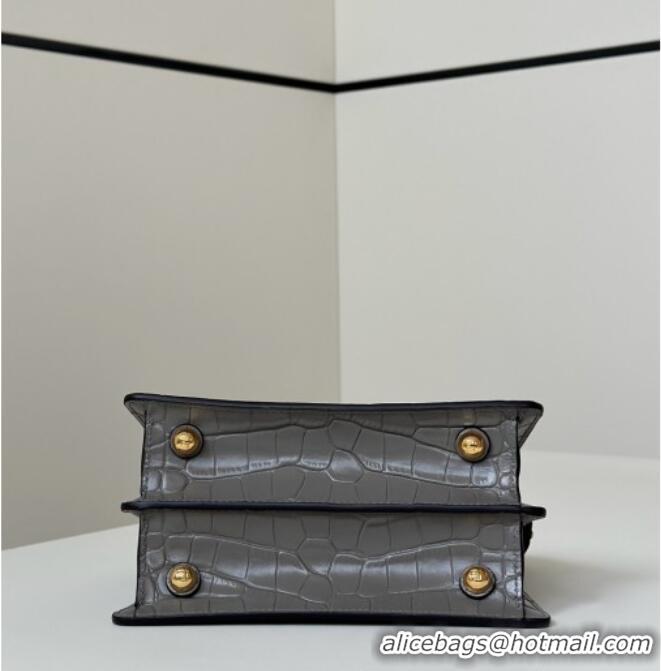 Market Sells Fendi Peekaboo ISeeU Petite Bag in Crocodile Embossed Leather 66805 Dark Grey 2025
