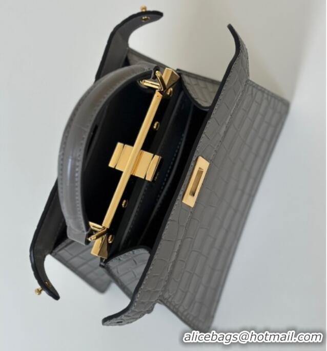 Market Sells Fendi Peekaboo ISeeU Petite Bag in Crocodile Embossed Leather 66805 Dark Grey 2025