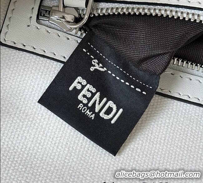 Buy Fashionable Fendi Baguette Medium Bag in Canvas with FF embroidery 0159M Black/White 2025