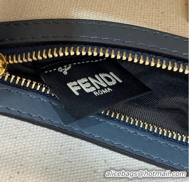 New Fashion Fendi Baguette Medium Bag in Canvas with FF embroidery 0159M Blue/Multicolor 2025