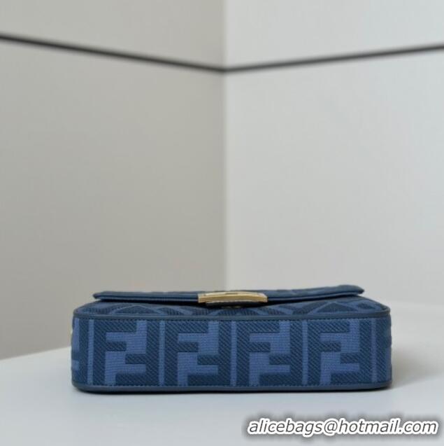 Best Quality Fendi Baguette Medium Bag in Canvas with FF embroidery 0159M Sky Blue 2025