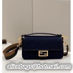 Market Sells Fendi Baguette Medium Bag in Canvas with FF embroidery 0159M Royal Blue 2025