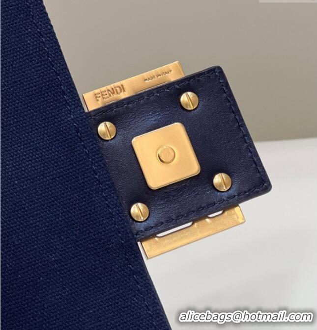 Market Sells Fendi Baguette Medium Bag in Canvas with FF embroidery 0159M Royal Blue 2025