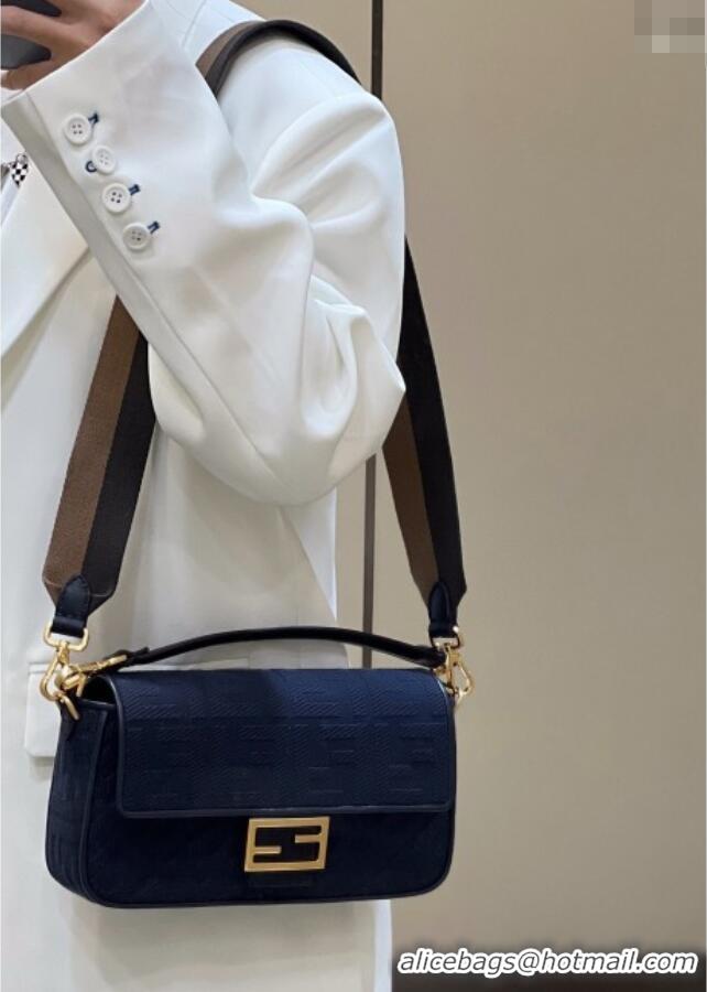 Market Sells Fendi Baguette Medium Bag in Canvas with FF embroidery 0159M Royal Blue 2025
