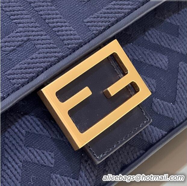 Market Sells Fendi Baguette Medium Bag in Canvas with FF embroidery 0159M Royal Blue 2025