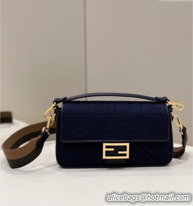 Market Sells Fendi Baguette Medium Bag in Canvas with FF embroidery 0159M Royal Blue 2025