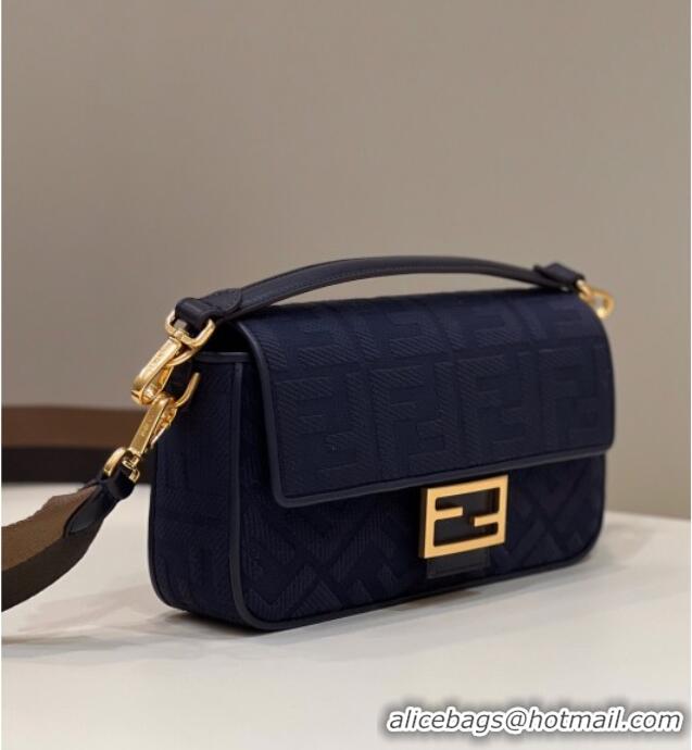 Market Sells Fendi Baguette Medium Bag in Canvas with FF embroidery 0159M Royal Blue 2025