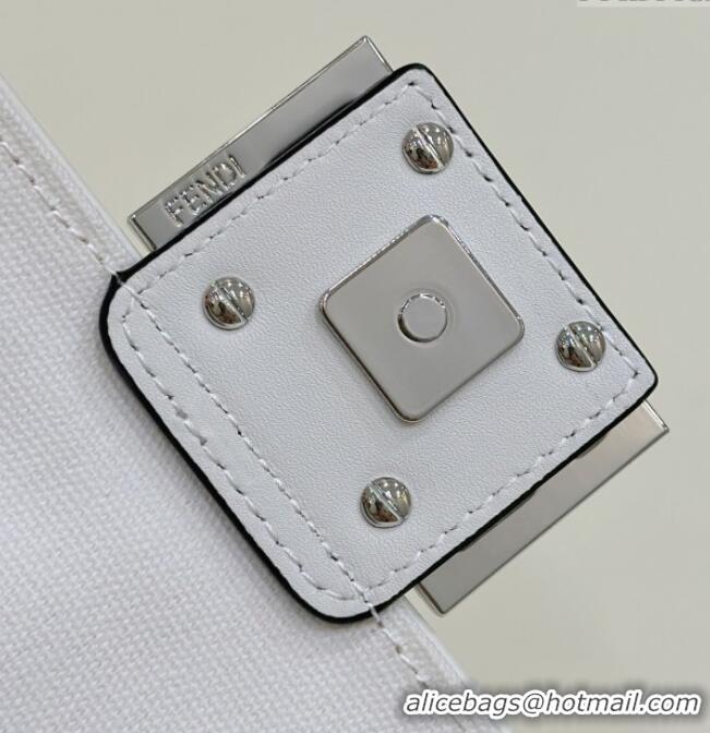 Well Crafted Fendi Baguette Mini Bag in Canvas with FF embroidery 0159S Black/White 2025