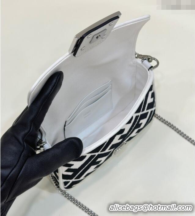Well Crafted Fendi Baguette Mini Bag in Canvas with FF embroidery 0159S Black/White 2025
