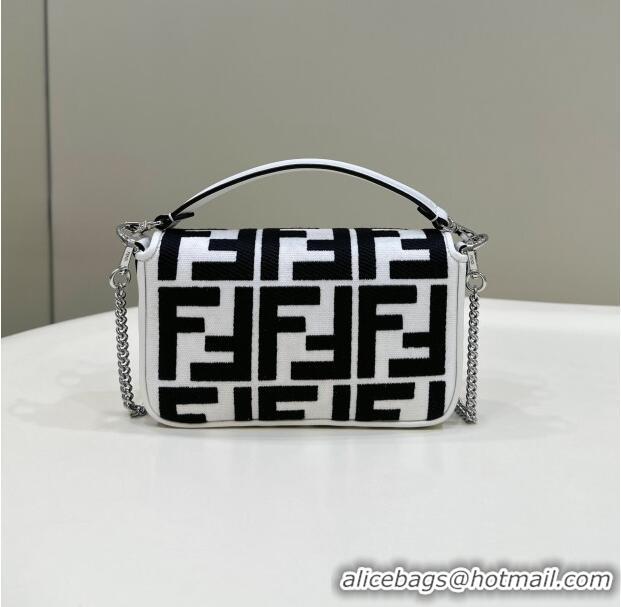 Well Crafted Fendi Baguette Mini Bag in Canvas with FF embroidery 0159S Black/White 2025