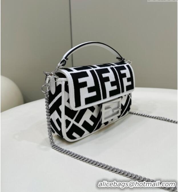Well Crafted Fendi Baguette Mini Bag in Canvas with FF embroidery 0159S Black/White 2025
