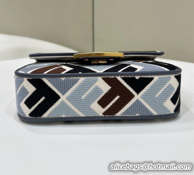 Low Cost Fendi Baguette Mini Bag in Canvas with FF embroidery 0159S Blue/Multicolor 2025