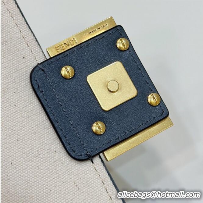 Low Cost Fendi Baguette Mini Bag in Canvas with FF embroidery 0159S Blue/Multicolor 2025