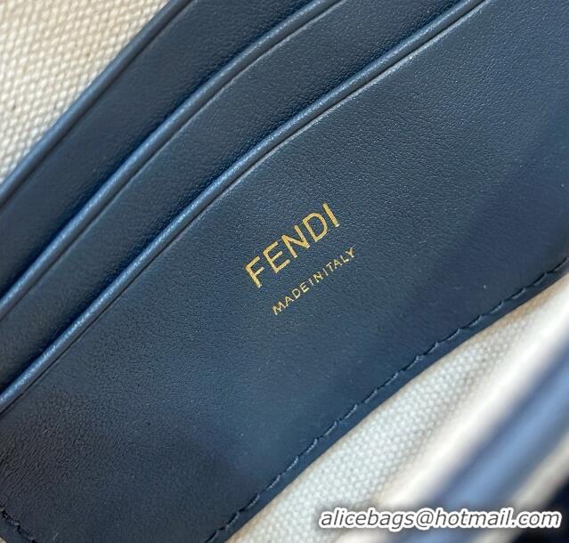 Low Cost Fendi Baguette Mini Bag in Canvas with FF embroidery 0159S Blue/Multicolor 2025