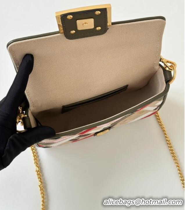 Best Quality Fendi Baguette Mini Bag in Canvas with FF embroidery 0159S Beige/Multicolor 2025