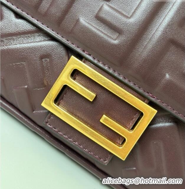 Top Grade Fendi Baguette Medium Nappa Leather Bag 0135M Dark Brown Top Quality 2025
