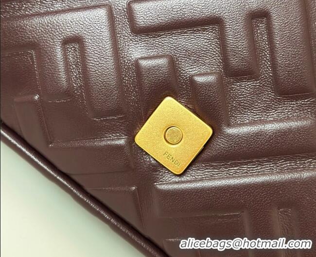 Top Grade Fendi Baguette Medium Nappa Leather Bag 0135M Dark Brown Top Quality 2025