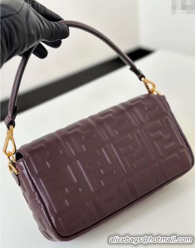 Top Grade Fendi Baguette Medium Nappa Leather Bag 0135M Dark Brown Top Quality 2025