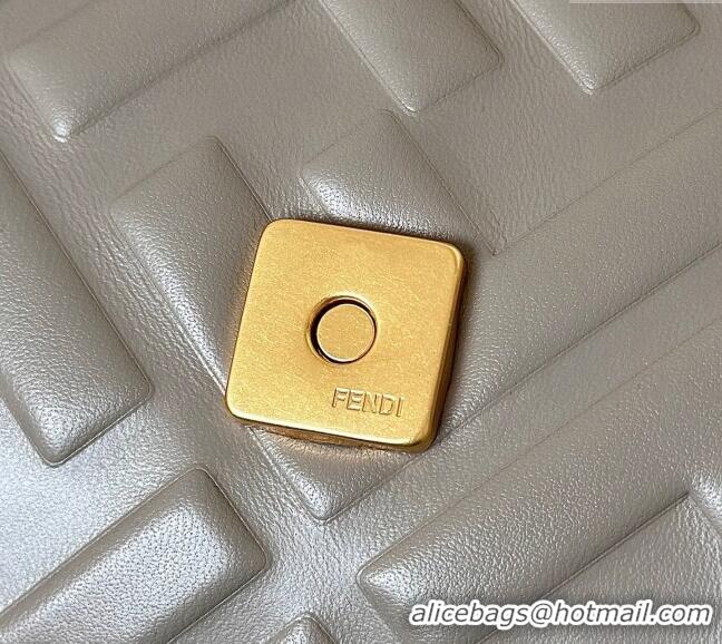 Luxury Discount Fendi Baguette Medium Nappa Leather Bag 0135M Grey Top Quality 2025
