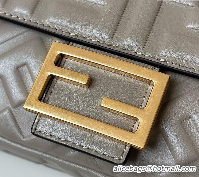 Luxury Discount Fendi Baguette Medium Nappa Leather Bag 0135M Grey Top Quality 2025