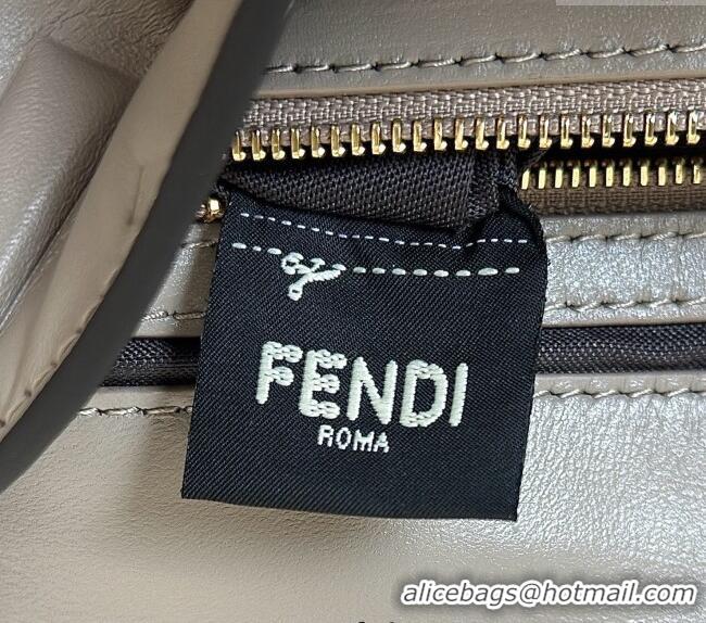 Luxury Discount Fendi Baguette Medium Nappa Leather Bag 0135M Grey Top Quality 2025