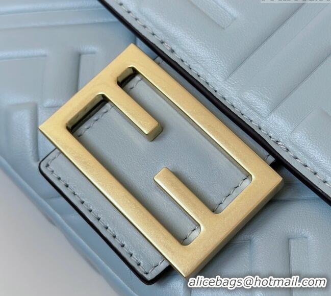 Discount Fendi Baguette Medium Nappa Leather Bag 0135M Light Blue Top Quality 2025