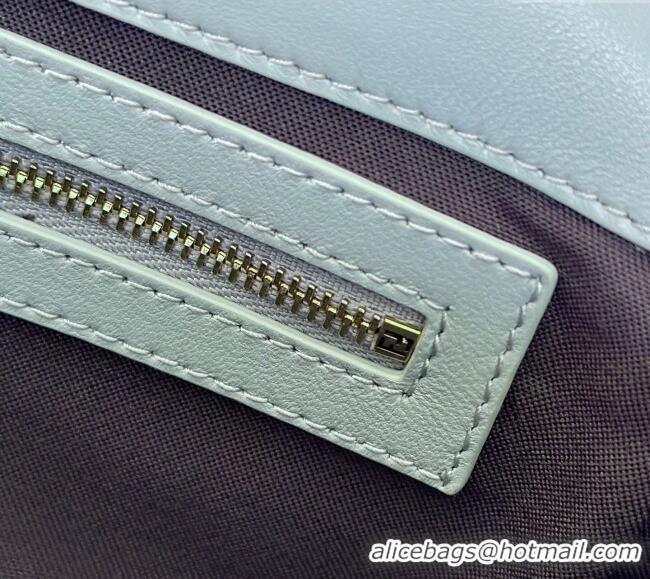 Discount Fendi Baguette Medium Nappa Leather Bag 0135M Light Blue Top Quality 2025