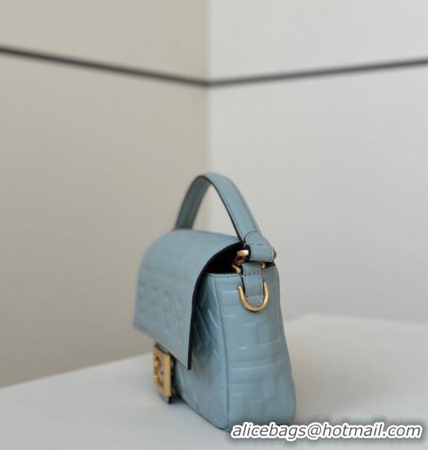 Discount Fendi Baguette Medium Nappa Leather Bag 0135M Light Blue Top Quality 2025