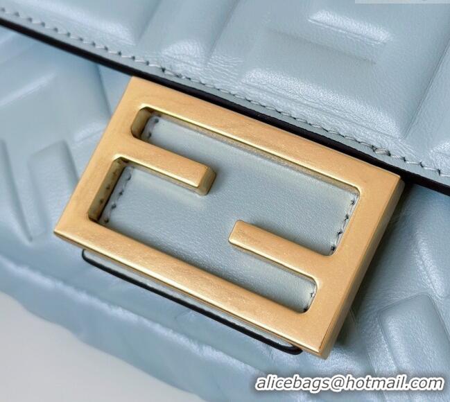 Well Crafted Fendi Baguette Mini Nappa Leather Bag 0135S Light Blue Top Quality 2025