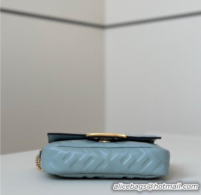Well Crafted Fendi Baguette Mini Nappa Leather Bag 0135S Light Blue Top Quality 2025