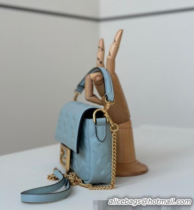 Well Crafted Fendi Baguette Mini Nappa Leather Bag 0135S Light Blue Top Quality 2025