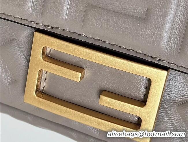 Luxury Cheap Fendi Baguette Mini Nappa Leather Bag 0135S Grey Top Quality 2025