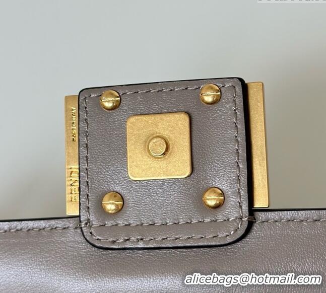 Luxury Cheap Fendi Baguette Mini Nappa Leather Bag 0135S Grey Top Quality 2025