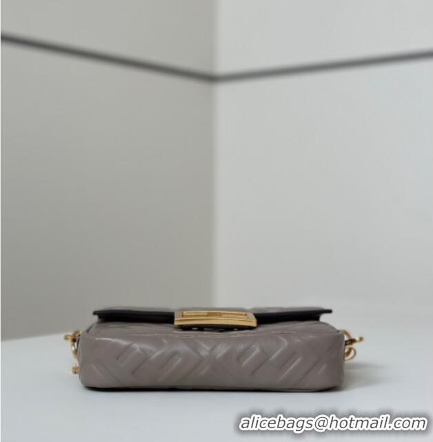 Luxury Cheap Fendi Baguette Mini Nappa Leather Bag 0135S Grey Top Quality 2025