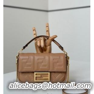 New Fashion Fendi Baguette Mini Nappa Leather Bag 0135S Brown Top Quality 2025