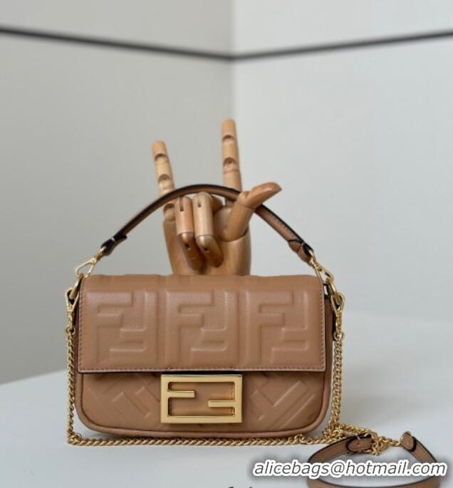 New Fashion Fendi Baguette Mini Nappa Leather Bag 0135S Brown Top Quality 2025