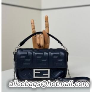 Spot Bulk Fendi Baguette Mini Nappa Leather Bag 0135S Night Fog Blue Top Quality 2025