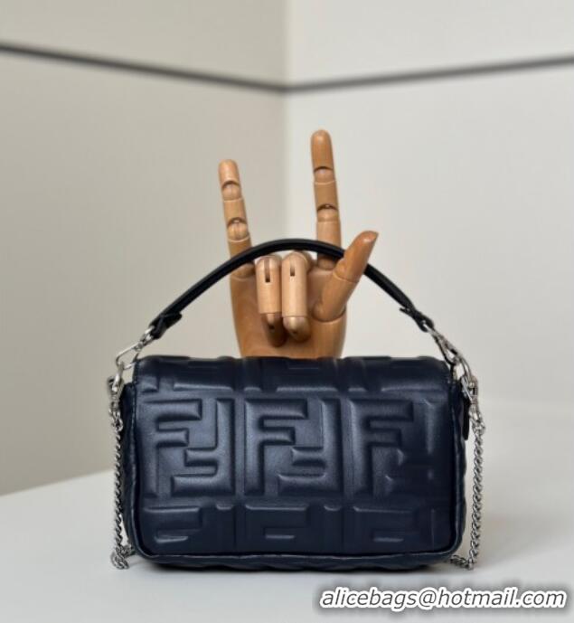 Spot Bulk Fendi Baguette Mini Nappa Leather Bag 0135S Night Fog Blue Top Quality 2025