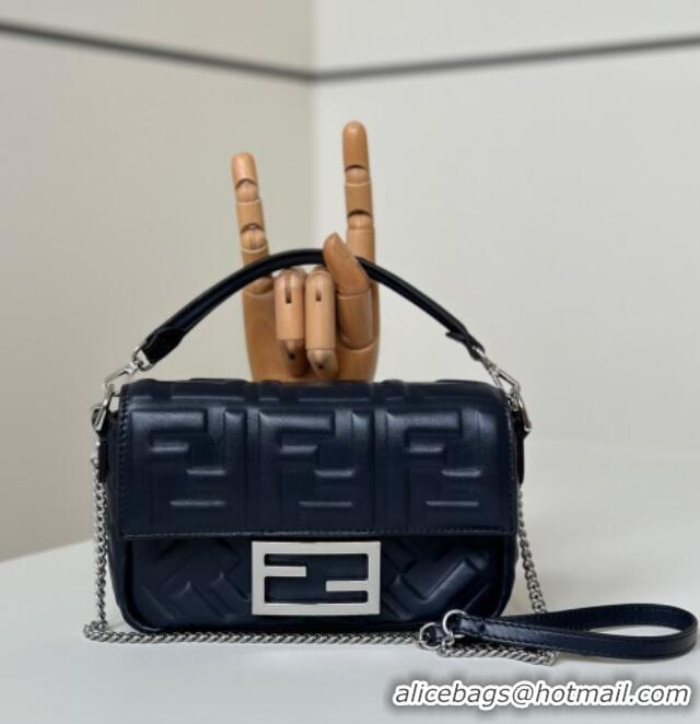 Spot Bulk Fendi Baguette Mini Nappa Leather Bag 0135S Night Fog Blue Top Quality 2025