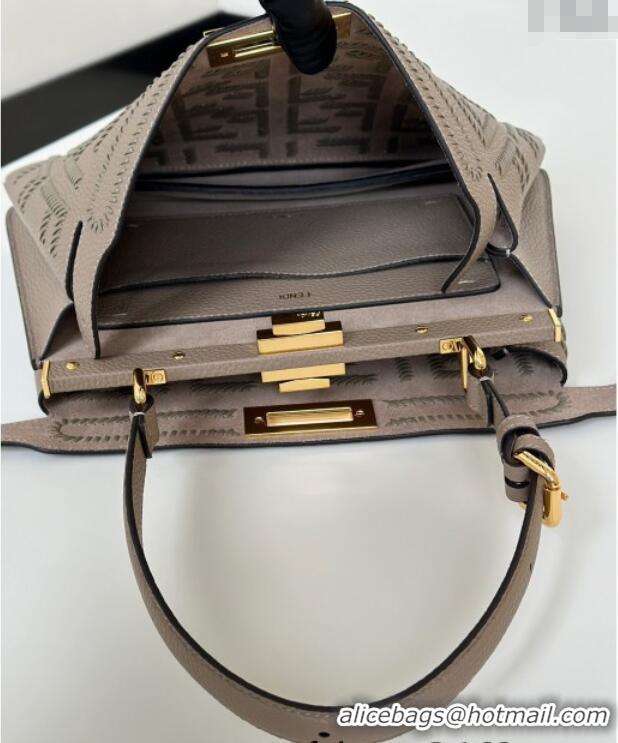 Market Sells Fendi Peekaboo Soft Medium Bag in Cappuccino-colored leather bag with FF interlacing 8678 Grey 2025