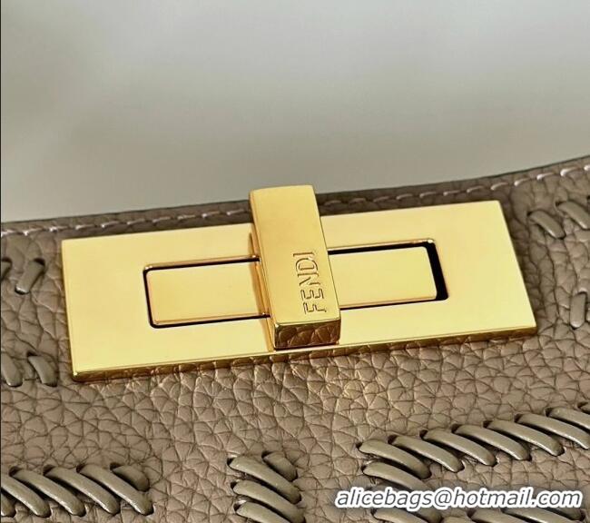 Market Sells Fendi Peekaboo Soft Medium Bag in Cappuccino-colored leather bag with FF interlacing 8678 Grey 2025