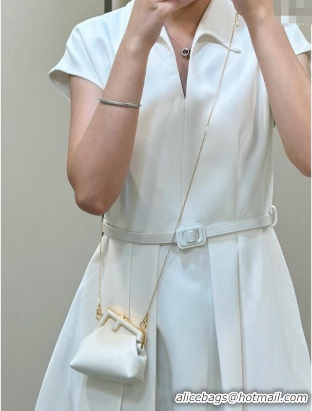 Top Quality Fendi First Nano Bag Charm in Nappa Leather 80018S White 2025