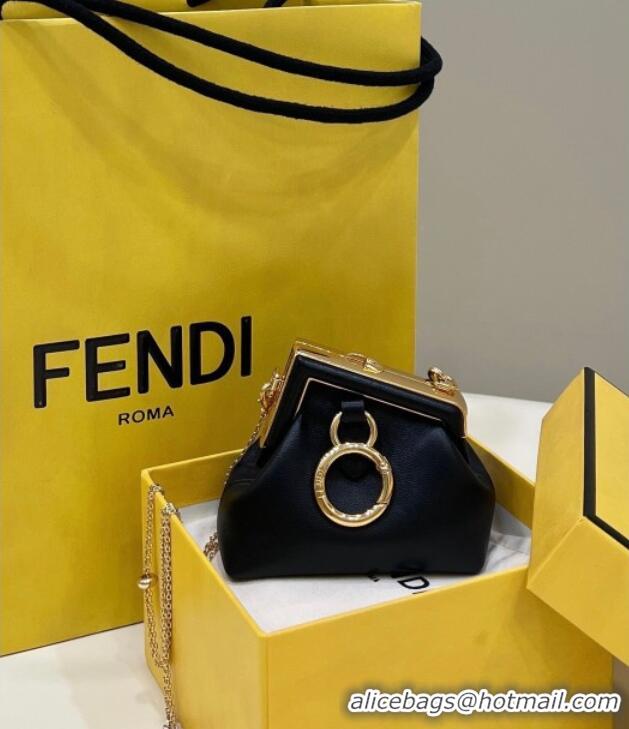 Best Quality Fendi First Nano Bag Charm in Nappa Leather 80018S Black 2025