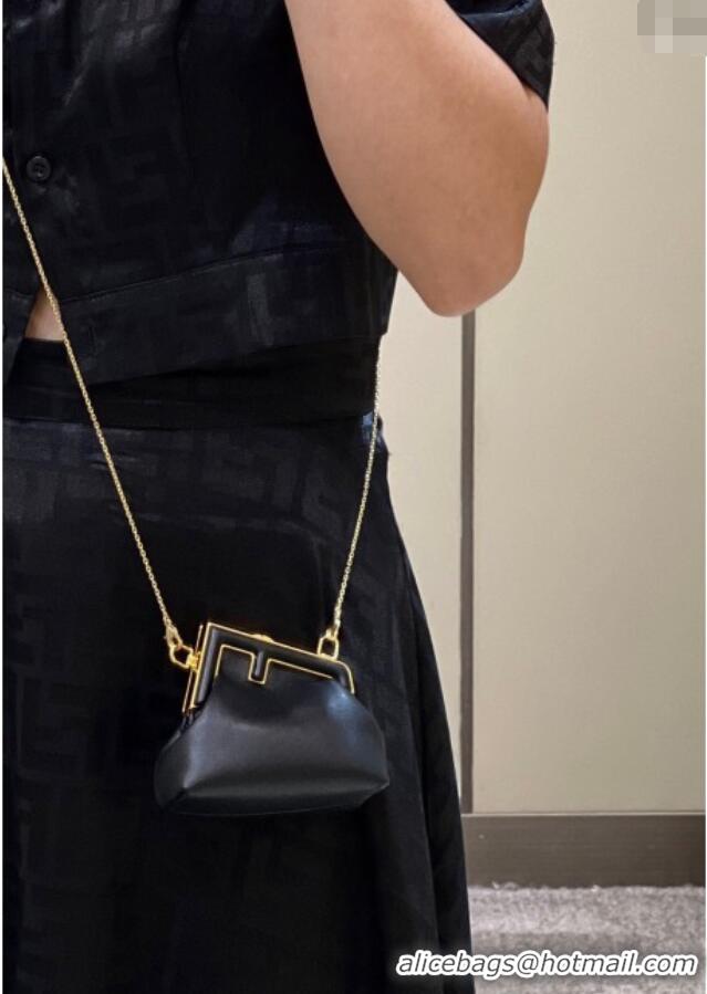 Best Quality Fendi First Nano Bag Charm in Nappa Leather 80018S Black 2025