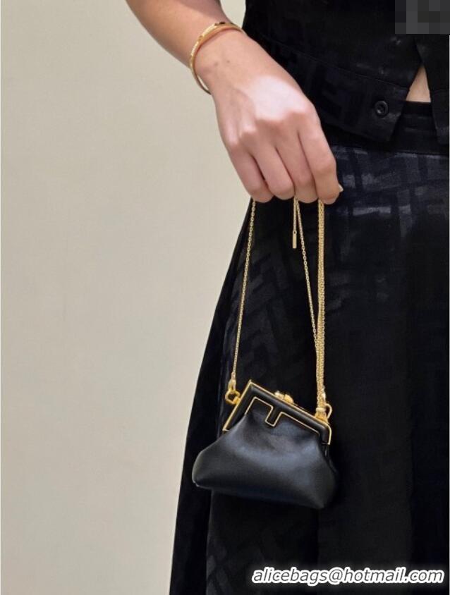 Best Quality Fendi First Nano Bag Charm in Nappa Leather 80018S Black 2025